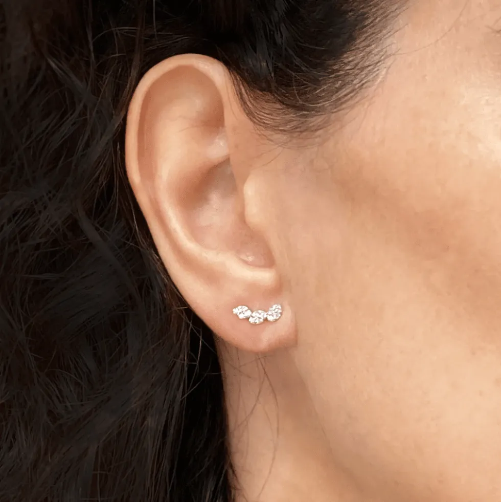 Collection Leaves and crossed Earring Gold, Diamond