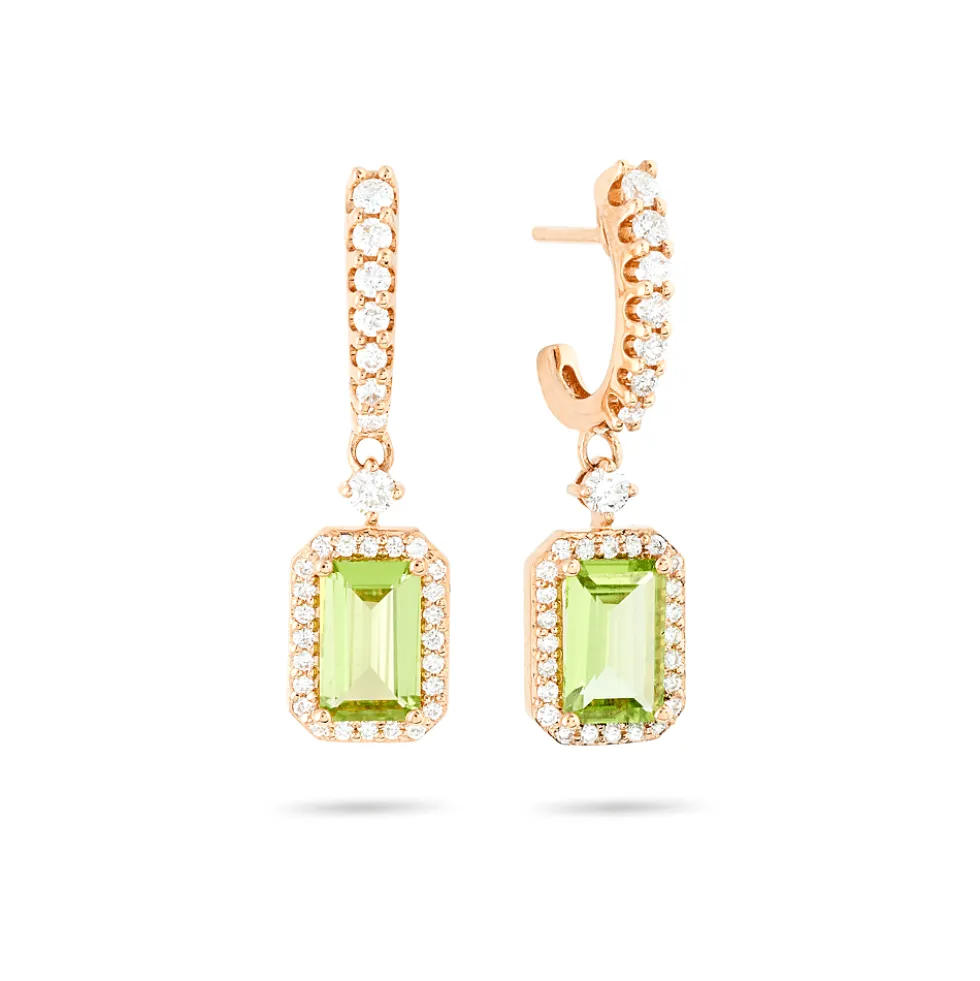 Earring Diam Peridots 18kt