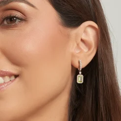 Earring Diam Peridots 18kt
