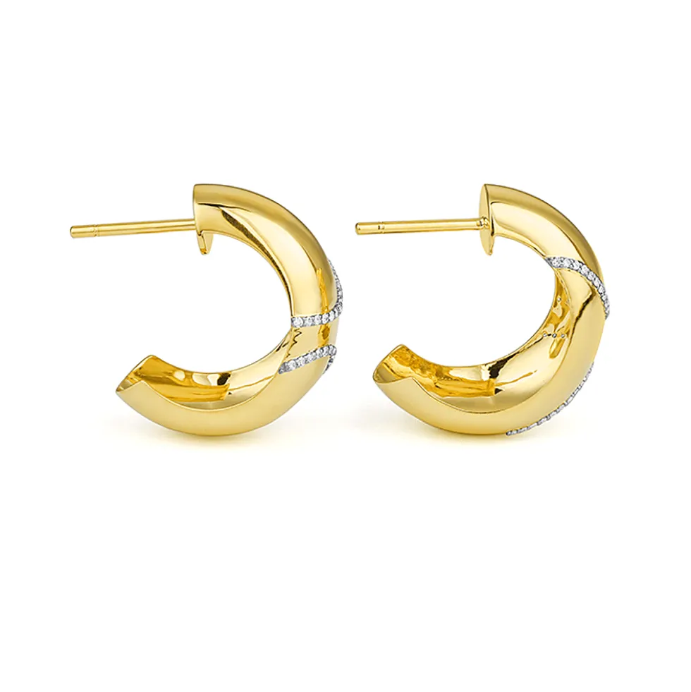 Facet earring yellow gold white rhodium E3140067GYA08