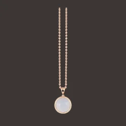 Halsketting 18kt Rose goud Chalcedoon Blauw