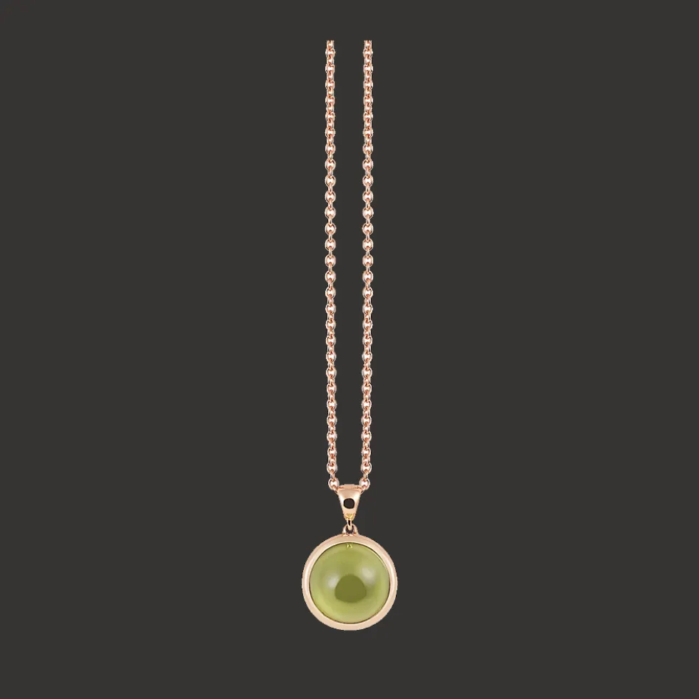 Halsketting 18kt Rose goud Peridot