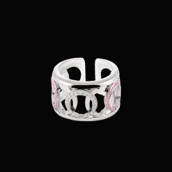 Mezzaluna Ring Witgoud Diamant Roze Saffier