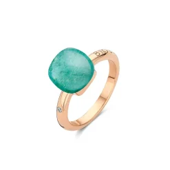 Mini Sweety RG Ring Bergkristal Met Groene Aventurijn en Turkoois