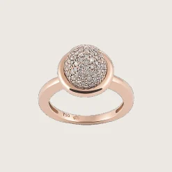 Ring 18kt Rose goud Diamant Bruin