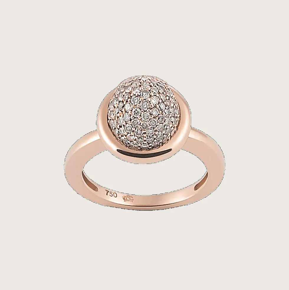 Ring 18kt Rose goud Diamant Bruin