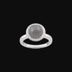 Ring 18kt Witgoud Diamond Grijze Maansteen