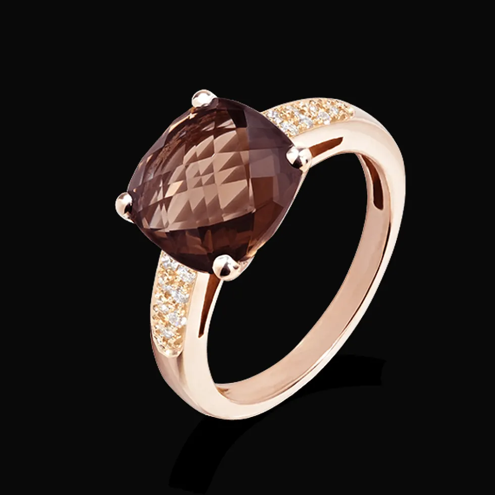 ring Poppy Blue Fumé met diamanten