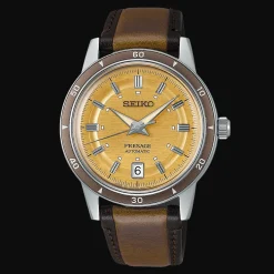 Seiko Presage Style 60S SS Gold Brown Leather SRPL75J1