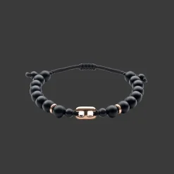 Wolf Armband 18kt Rose goud Onyx Diamant