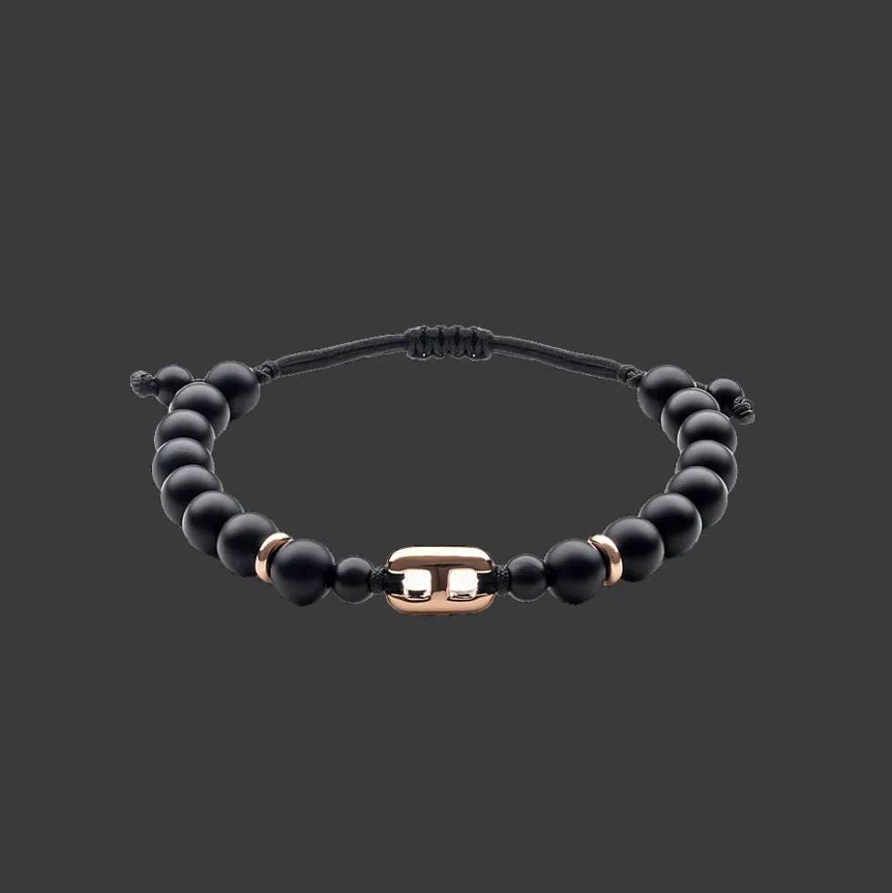 Wolf Armband 18kt Rose goud Onyx Diamant